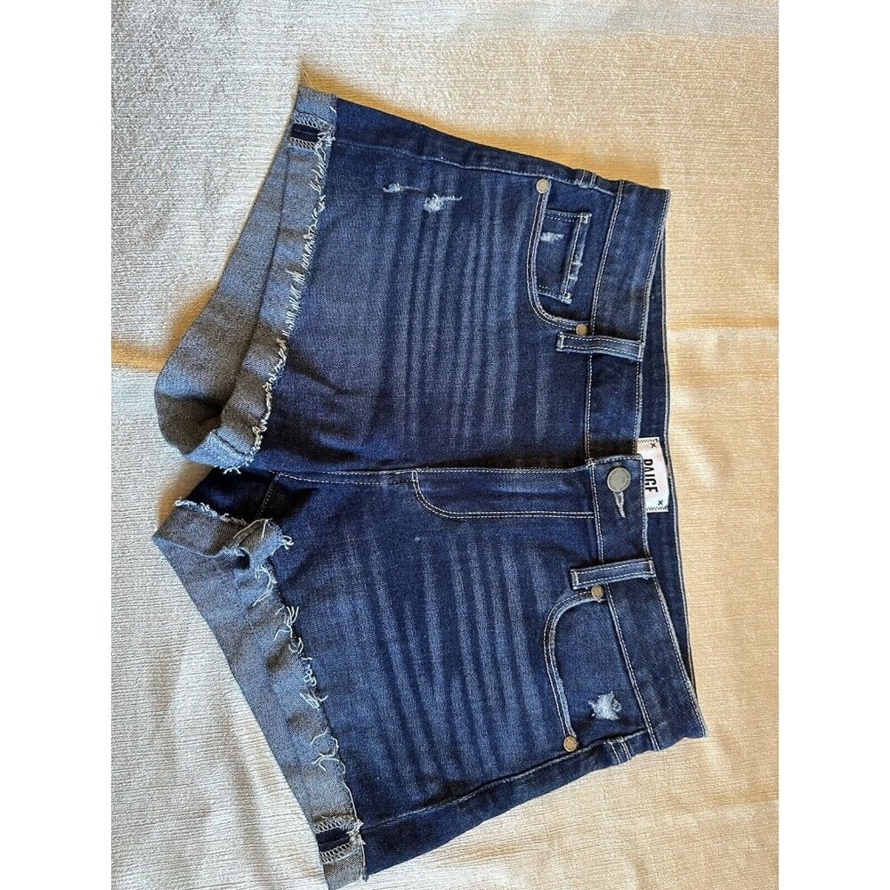 Paige Shorts Size 27 Jimmy Jimmy Blue Denim Stretch Medium Wash Cuff Raw Hem